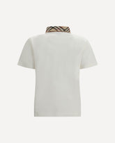 Check cotton Polo Shirt - WHITE | Base Blu