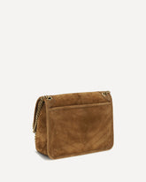 Medium Niki suede Shoulder Bag - BROWN | Base Blu