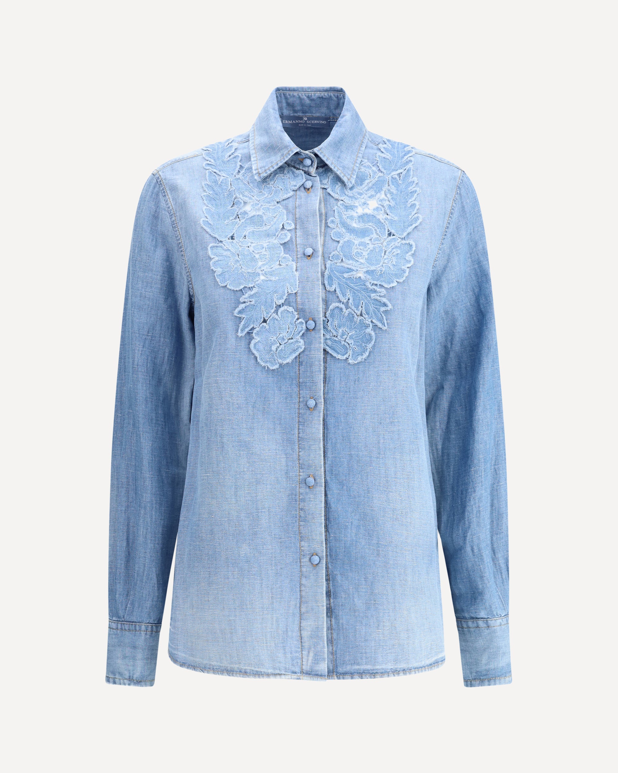 ERMANNO SCERVINO Embroidery denim Shirt BLUE | Base Blu ERMANNO SCERVINO Embroidery denim Shirt BLUE | Base Blu