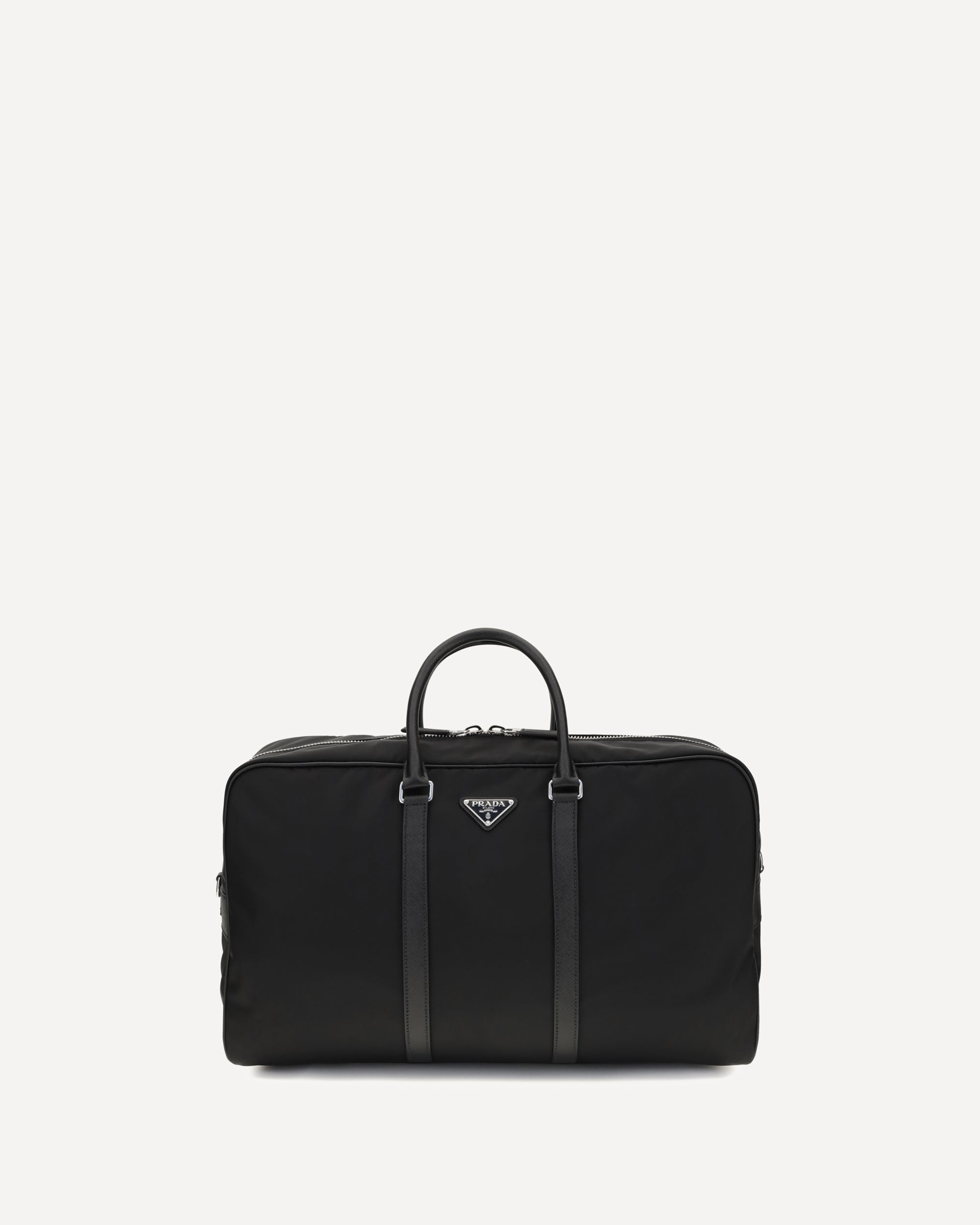 バッグ Prada Archive Nylon Packable Travel Bag PRADA Travel Bag in Re-Nylon and Saffiano BLACK | Base Blu