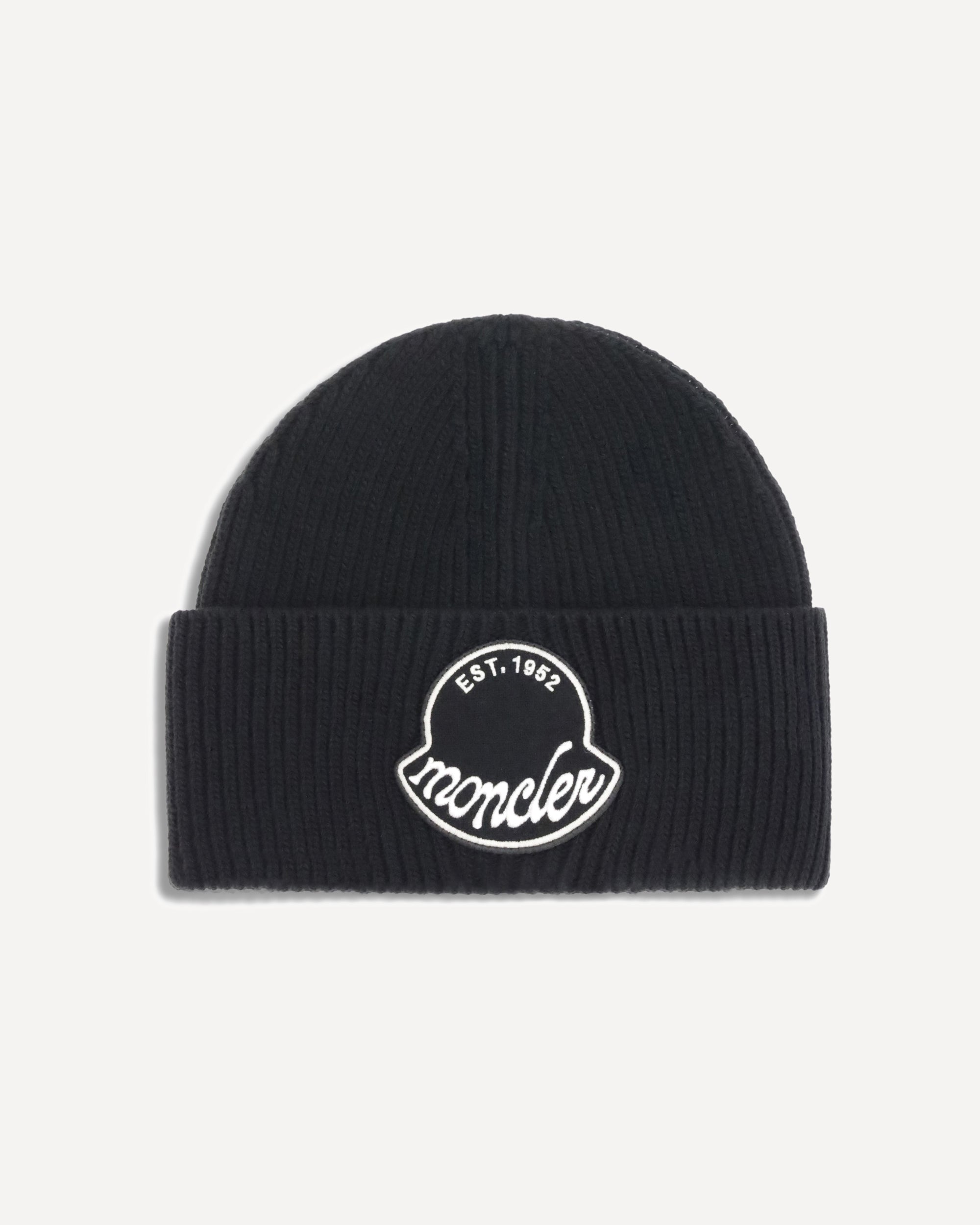 MONCLER Logo beanie Hat BLACK Base Blu