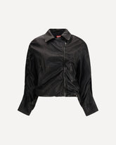 Cuir-bouilli belted Jacket - BLACK | Base Blu