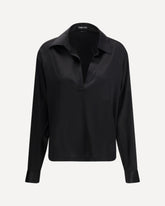 Stretch Silk Shirt - BLACK | Base Blu