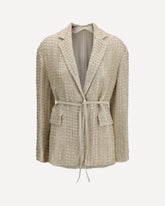 Silk organza Jacket with Dazzling Net Embroidery - CREAM | Base Blu