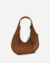 Borsa a Spalla Hobo Handle Me media in suede - MARRONE | Base Blu