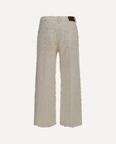 Square-leg dyed furry Pants with monili - CREAM | Base Blu