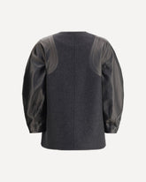 Blouson Jacket in Mélange Wool and soft Nappa Leather - GREY | Base Blu