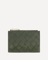 Intrecciato zip Cardholder - GREEN | Base Blu