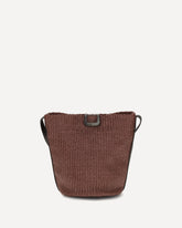 Small Sartorial Bucket Bag in raffia - BORDEAUX | Base Blu