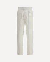 Herringbone Stripe Pleated Lounge Trousers - WHITE | Base Blu