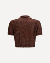 Linen, cashmere and silk Top with sequins - BORDEAUX | Base Blu