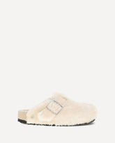 Mules Boston in shearling con pianta stretta - CREMA  | Base Blu