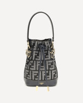 Borsa a Secchiello mini Mon Tresor in jacquard FF effetto denim  - BLU | Base Blu