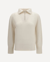 Wool and cashmere half zip Sweater - WHITE | Base Blu