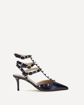 Rockstud Pumps in laminated leather - BLUE | Base Blu