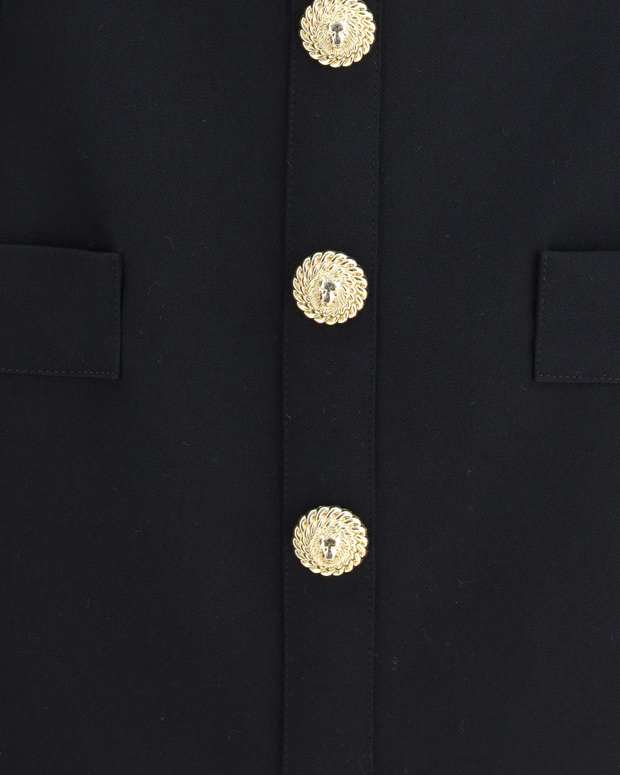 balmain sleeveless blazer dress turquoise gold buttons Balmain Sleeveless Double-Breasted Mini Dress Black FR36