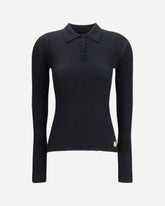 Ribbed Polo Sweater - BLACK | Base Blu