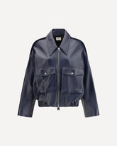 Owey leather Jacket - BLUE | Base Blu