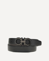Reversible and adjustable Gancini Belt - BLACK | Base Blu