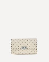 Borsa a Tracolla Rockstud Spike in nappa - CREMA  | Base Blu