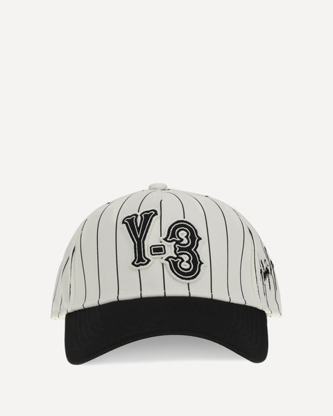 Y-3 Pinstripe Baseball Cap WHITE | Base Blu