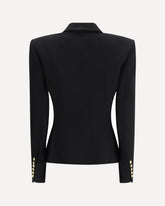 6 Buttons Fitted Grain De Poudre Jacket - BLACK | Base Blu