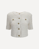 Tweed Plumetis Cardigan - WHITE | Base Blu
