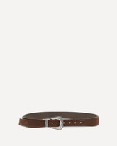 Suede Western Buckle Belt - BROWN | Base Blu