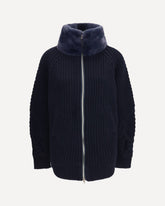 Giacca con collo alto in pelliccia - BLU | Base Blu