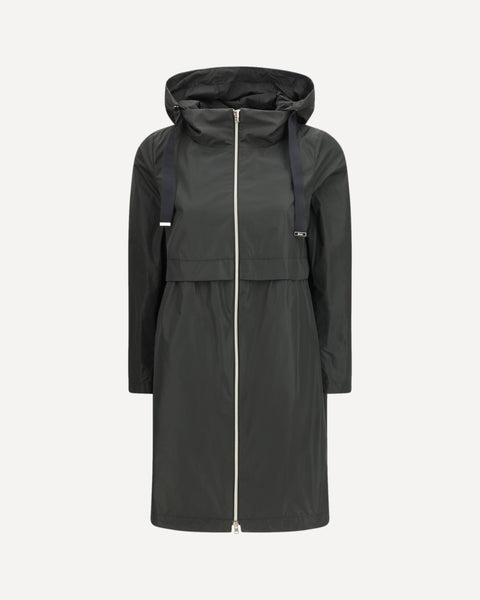 HERNO Long Parka in New Techno Taffetà BLACK | Base Blu