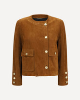 Giacca corta con bottoni in suede - MARRONE | Base Blu