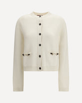 Cardigan in lana e cashmere - CREMA  | Base Blu