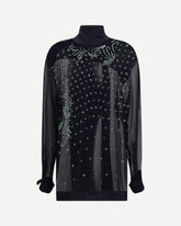 Viscose Blouse with Pussy-Bow and Jewelry Embellishments - BLUE | Base Blu