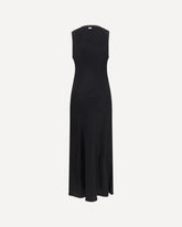 Sleeveless long fluid satin Dress - BLACK | Base Blu