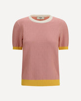 Maglione girocollo in cotone e seta con motivo FF - ROSA | Base Blu