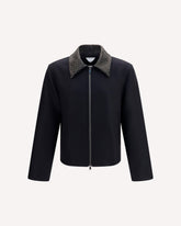 Structured wool double-breasted Jacket - BLACK | Base Blu
