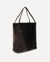Borsa Tote Spin grande in shearling - MARRONE | Base Blu