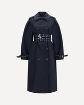 Double-breasted cotton Trench Coat with double belt - BLACK | Base Blu