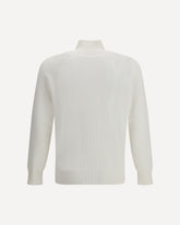 Cotton Sweater with a high neckline - WHITE | Base Blu