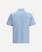 V-neck Polo with jacquard pocket detail - BLUE | Base Blu