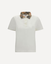Check cotton Polo Shirt - WHITE | Base Blu