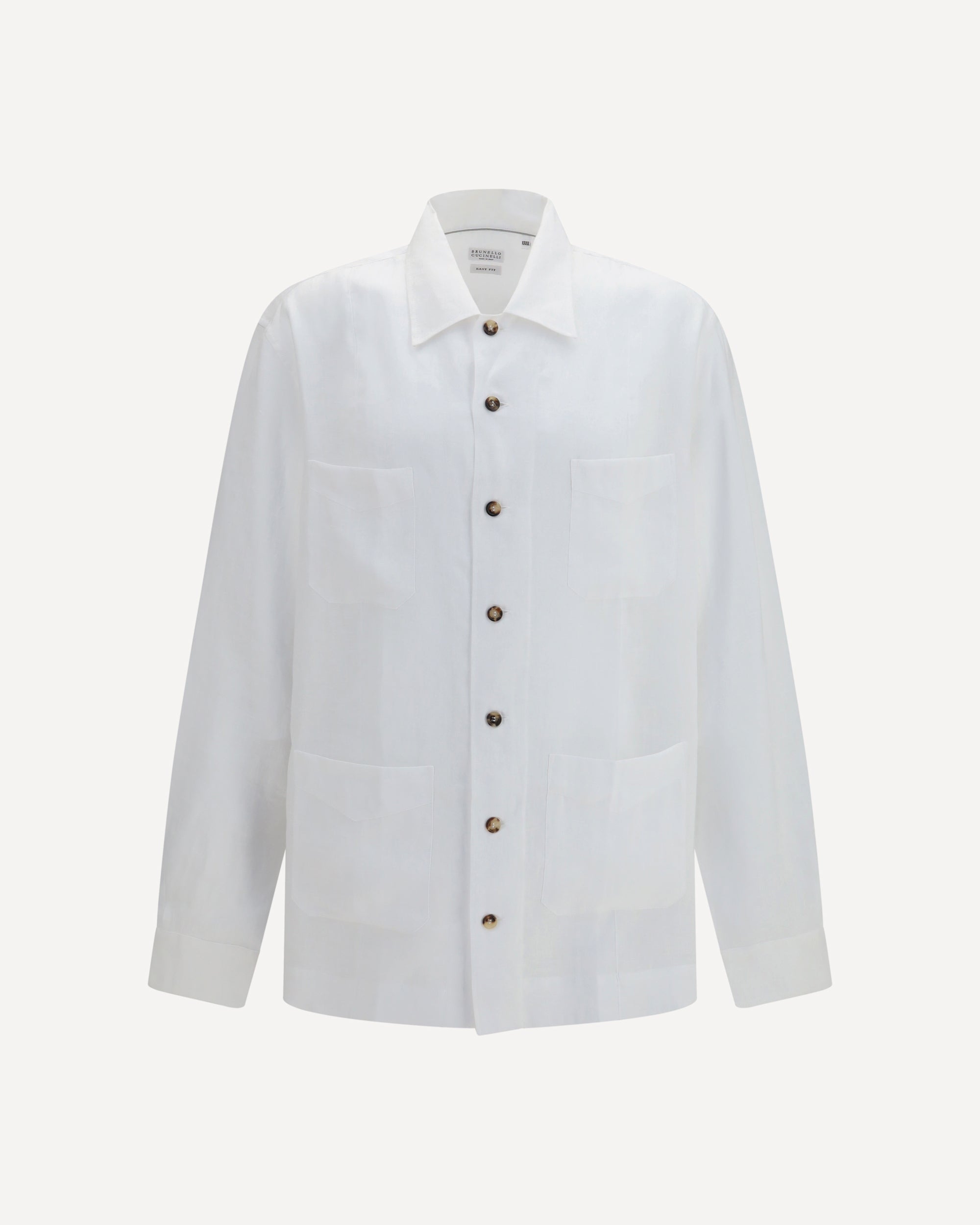 BRUNELLO CUCINELLI ホワイトブラウス BRUNELLO CUCINELLI Linen Shirt WHITE | Base Blu
