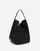 Paper raffia Tote Shoulder Bag - BLACK | Base Blu
