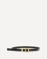 Cintura in pelle lucida con stampa logo - NERO | Base Blu
