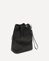 Re-Nylon and Saffiano leather Bucket Bag - BLACK | Base Blu