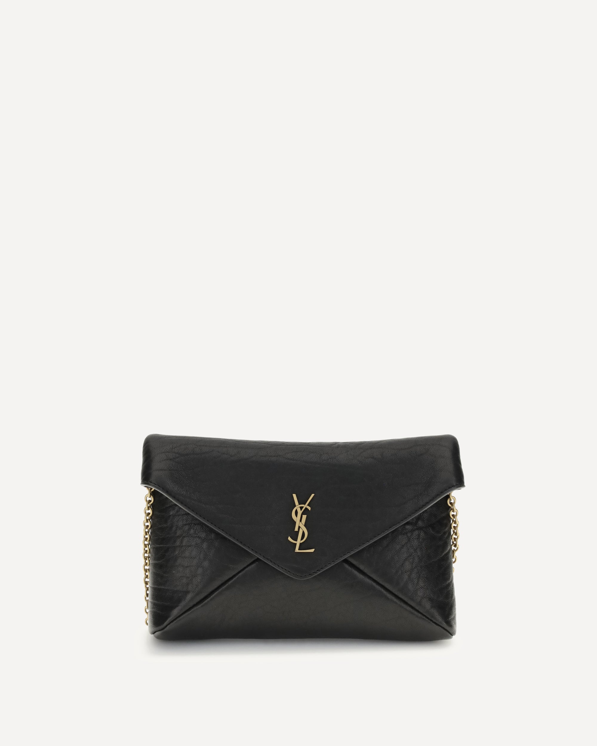 SAINT LAURENT Cassandre chain Clutch Bag BLACK | Base Blu