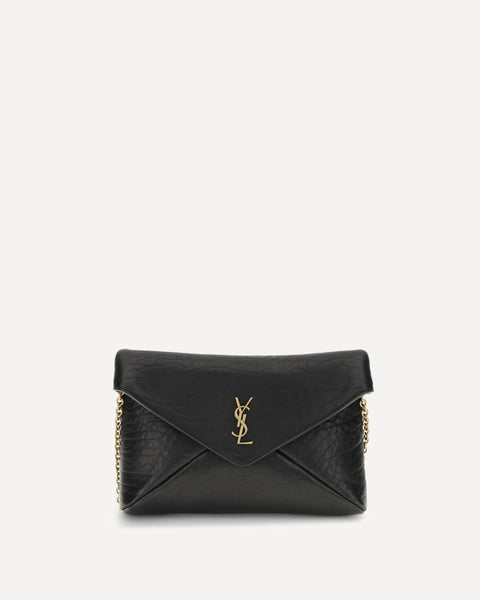SAINT LAURENT Cassandre chain Clutch Bag BLACK | Base Blu