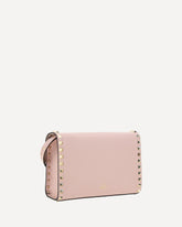 Rockstud mini Shoulder Bag in garnet calfskin - PINK | Base Blu