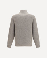 High-neck cashmere and silk Cardigan with zip - GREY | Base Blu