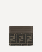 FF jacquard and leather Card Holder - BROWN | Base Blu